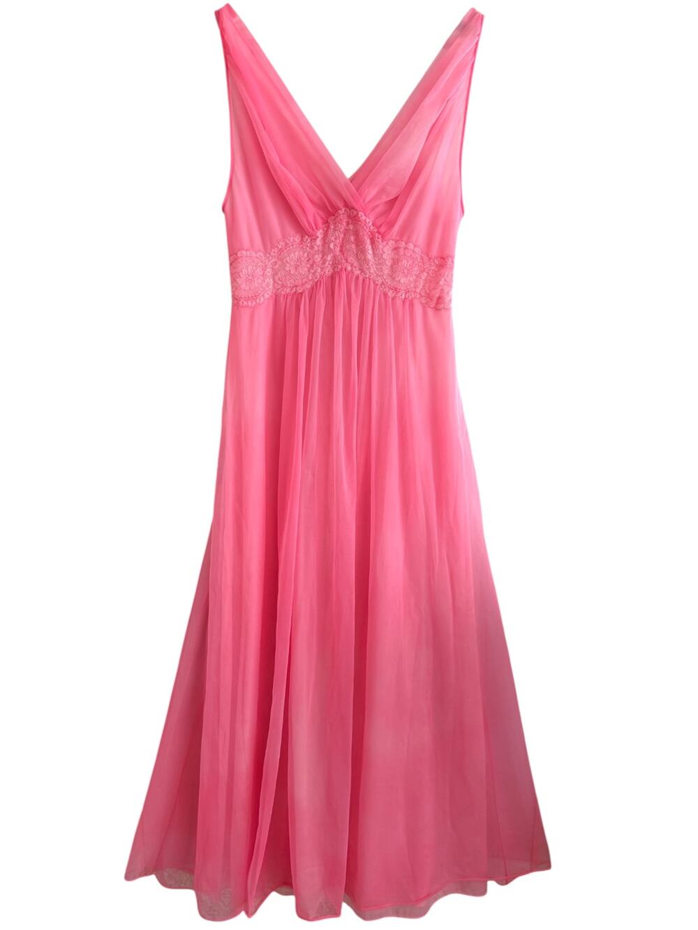 Vintage 1950's Vanity Fair Pink Nylon Slip Nightgown Peignor Dress Coquette